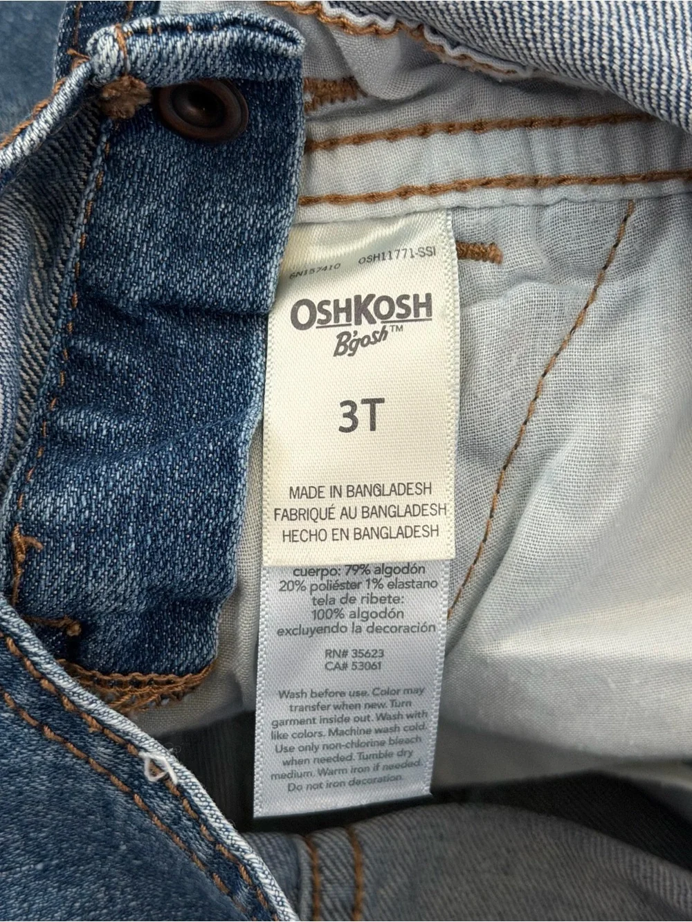 OshKosh B'gosh Toddler Denim Shortalls - Floral Print Ruffle Pocket - Size 3T
